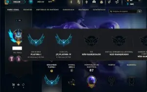 Platina 1 com 50 Champs e 9 Skins + 60 Espolios