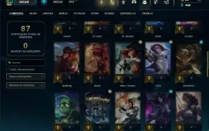 Platina 1 com 50 Champs e 9 Skins + 60 Espolios