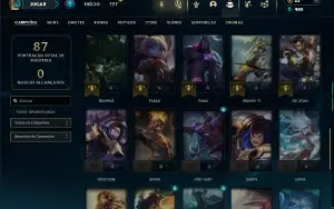 Platina 1 com 50 Champs e 9 Skins + 60 Espolios