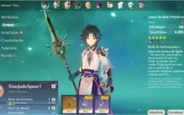 Conta Genshin Impact AR 7 com Xiao e Jade Spear