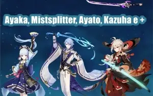 AR 42 Com Ayaka, Mistsplitter, Ayato, Kazuha e +