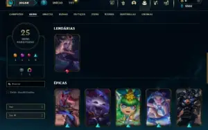 Ouro 4 com 60 Champs e 25 Skins