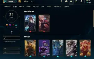 Conta prata 4 com 70 Champs e 31 Skins ( MAIN SUP )