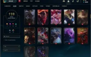 Conta platina 3 com 800k de riven, 105 champs e 128 skins