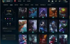 Conta platina 3 com 800k de riven, 105 champs e 128 skins