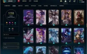 Conta platina 3 com 800k de riven, 105 champs e 128 skins