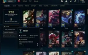 Conta platina 3 com 800k de riven, 105 champs e 128 skins