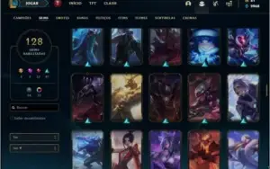 Conta platina 3 com 800k de riven, 105 champs e 128 skins