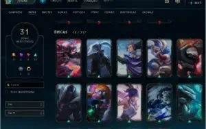 CONTA DE LOL UNRANKED, NV 111, 31 SKINS, 4 LENDARIAS!!