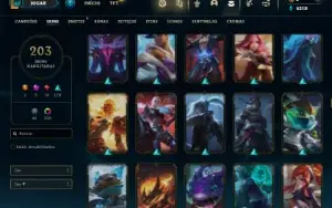 Platina 1 com TODOS os champs e 203 Skins ( MAIN MID )