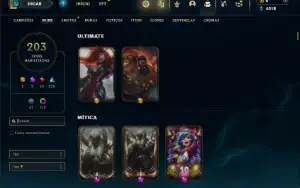 Platina 1 com TODOS os champs e 203 Skins ( MAIN MID )