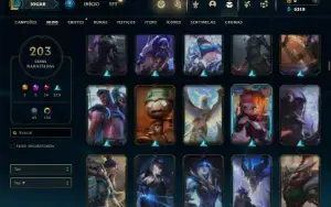 Platina 1 com TODOS os champs e 203 Skins ( MAIN MID )