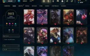 Platina 1 com TODOS os champs e 203 Skins ( MAIN MID )