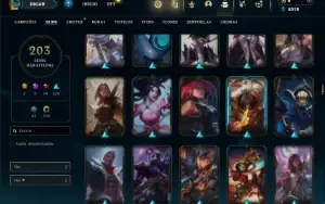 Platina 1 com TODOS os champs e 203 Skins ( MAIN MID )