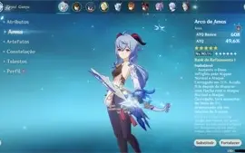 Conta Genshin Impact AR56 c/ Tier SS+ personagens 5*.