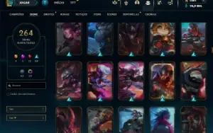 Unranked com 150 Champs e 264 Skins + 1700 RP