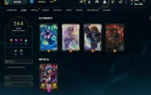 Unranked com 150 Champs e 264 Skins + 1700 RP