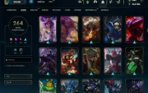 Unranked com 150 Champs e 264 Skins + 1700 RP