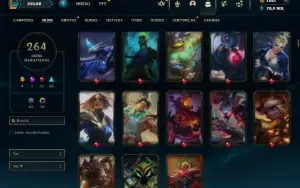 Unranked com 150 Champs e 264 Skins + 1700 RP