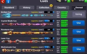 Conta 8 Ball Pool Com muitos tacos lendários