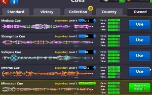 Conta 8 Ball Pool Com muitos tacos lendários