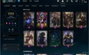 ACC LOL/ PLAT 3/ 200 SKINS(9 MÍTICAS)/10 GEMAS/ALL CHAMPS