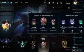 ACC LOL/ PLAT 3/ 200 SKINS(9 MÍTICAS)/10 GEMAS/ALL CHAMPS
