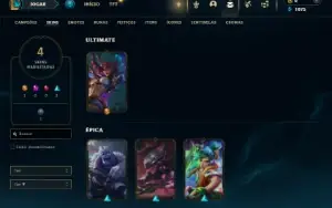 Ferro 1 com 30 Champs e 4 Skins + 2 Fragmentos