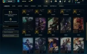 Ferro 1 com 30 Champs e 4 Skins + 2 Fragmentos