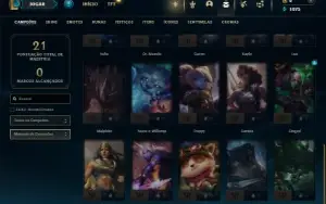 Ferro 1 com 30 Champs e 4 Skins + 2 Fragmentos