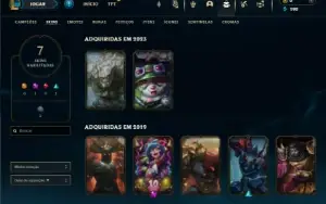 Ouro 2 com 45 Champs e 7 Skins + 6 Fragmentos