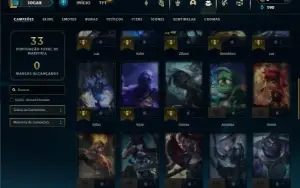 Ouro 2 com 45 Champs e 7 Skins + 6 Fragmentos