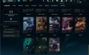 Ouro 2 com 45 Champs e 7 Skins + 6 Fragmentos