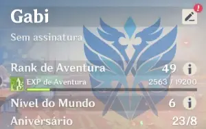 Conta de Genshin Impact com Kazuha e Andarilho