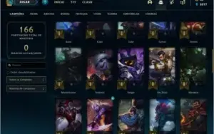 Conta unranked com 20 skins e 54 champs