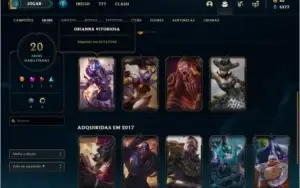 Conta unranked com 20 skins e 54 champs