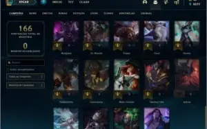 Conta unranked com 20 skins e 54 champs