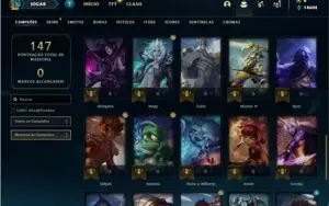 Conta MESTRE com 43 Champs e 13 Skins + 4 Fragmentos