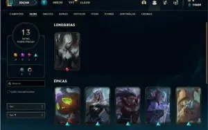 Conta MESTRE com 43 Champs e 13 Skins + 4 Fragmentos