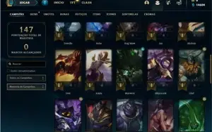 Conta MESTRE com 43 Champs e 13 Skins + 4 Fragmentos