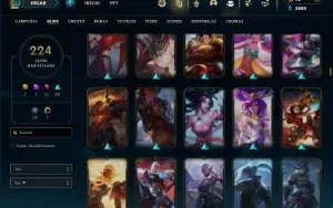 Ferro 1 com TODOS os champs e 224 Skins