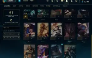 Mestre com 25 Champs e 9 Fragmentos de skins