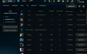 Mestre com 25 Champs e 9 Fragmentos de skins