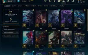 Mestre com 25 Champs e 9 Fragmentos de skins