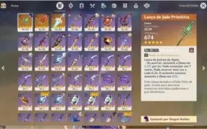 Genshin AR 56 vários personagens 5*, armas e recursos+gemas