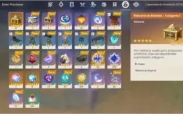 Genshin AR 56 vários personagens 5*, armas e recursos+gemas