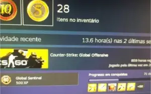 Conta CSGO Prime LVL26 AK 809horas Medalhas 5 e 10 anos
