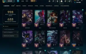 Diamante 1 com TODOS os Champs e 234 Skins ( MID / JG / ADC)