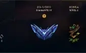 Conta LOL smurf diamante com 74% de winrate.
