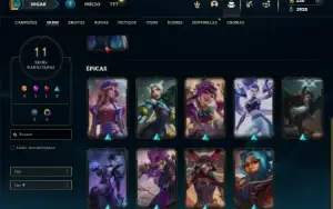Platina 3 com 22 Champs e 11 Skins + 1 Mitica da Ashe (ADC)